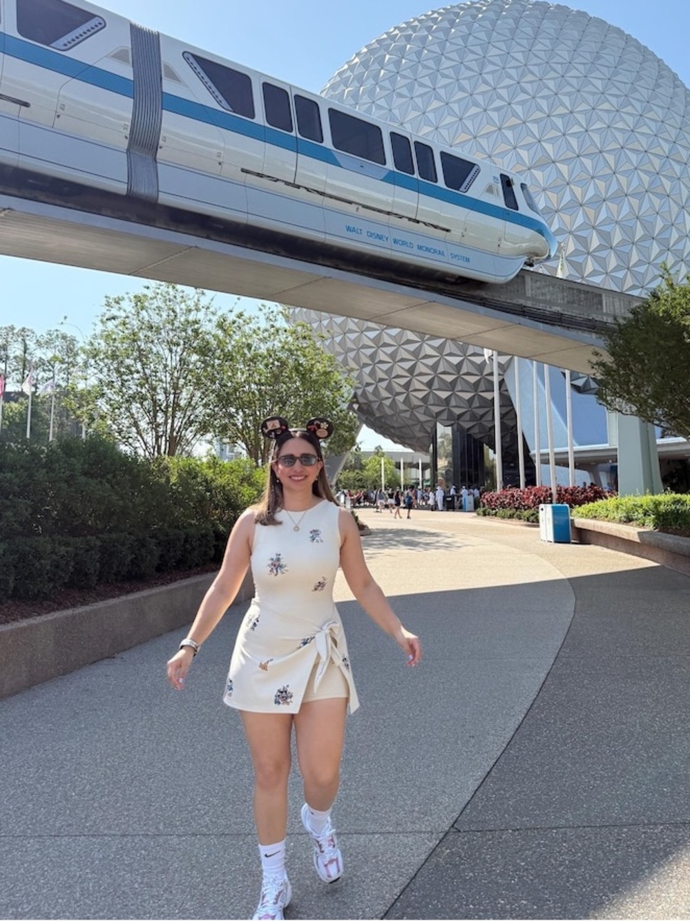 Cream Cartoon-Print Tie-Waist Mini Dress - Picture 8 of 11